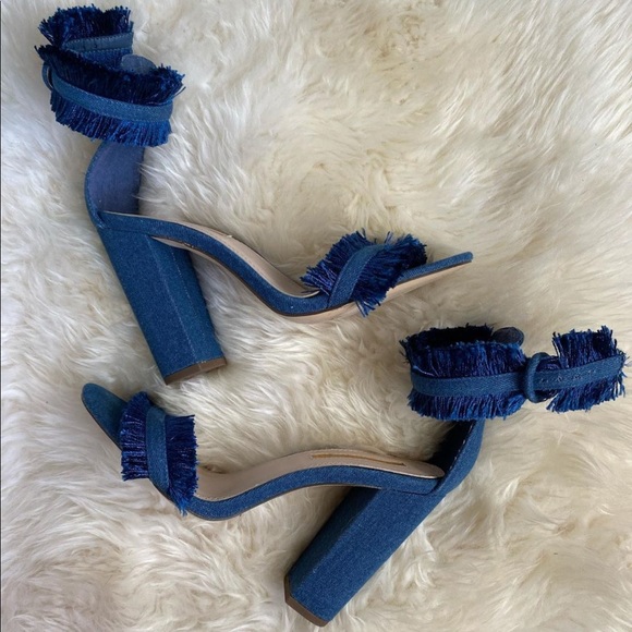 Denim Block Heel Sandals - Picture 1 of 1